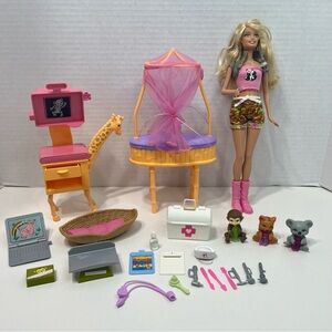 BARBIE Doll I can be a zoo doctor set Mattel doll furniture